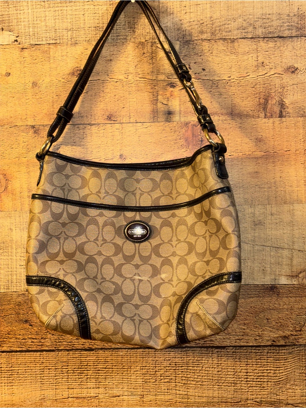 vintage Coach Peyton Signature Pocket Hobo / Shoulder Bag - Picture 2 of 13